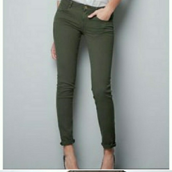 Zara Denim - Zara olive green stretchy skinny jeans